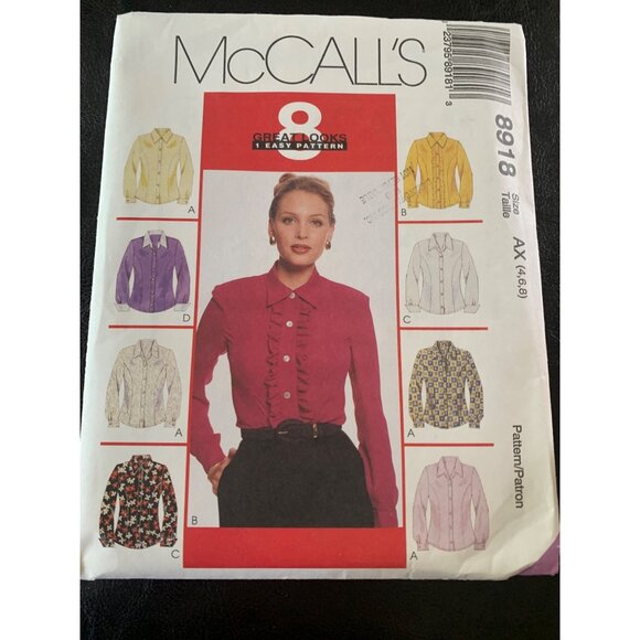 McCall's Misses Shirt Sewing Pattern Sz 4 - 6 8918 - Uncut - Picture 2 of 10